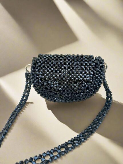 Crystal Coal Black Beaded Bag